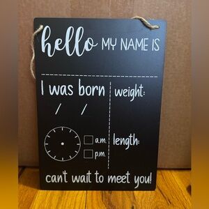 Black Newborn Announcement Chalkboard